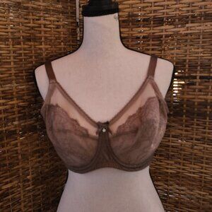 Wacoal Retro Chic Bra 36D Taupe Lace Unlined Underwire Adjustable 855186